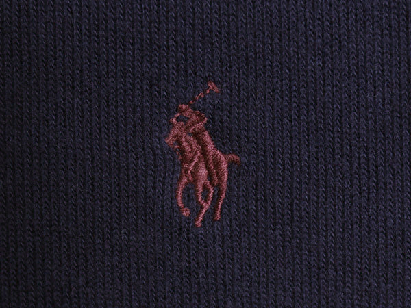 ポロ ラルフローレン ハーフジップ スウェット メンズ M プルオーバー コットン ニット ストレッチ ワンポイント ポニー刺繍 ハイネック 紺