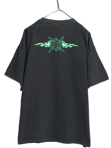 00s メタリカ 両面 イラスト プリント Tシャツ メンズ XL オールド 当時物 バンド ロック メタル ファイヤー アート 黒 大きいサイズ GIANT