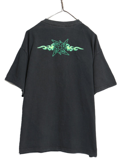 00s メタリカ 両面 イラスト プリント Tシャツ メンズ XL オールド 当時物 バンド ロック メタル ファイヤー アート 黒 大きいサイズ GIANT