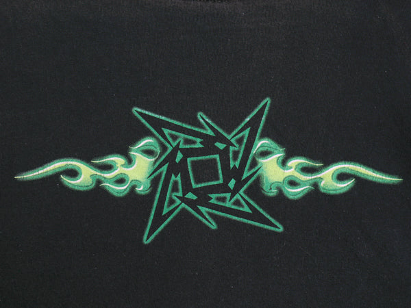 00s メタリカ 両面 イラスト プリント Tシャツ メンズ XL オールド 当時物 バンド ロック メタル ファイヤー アート 黒 大きいサイズ GIANT