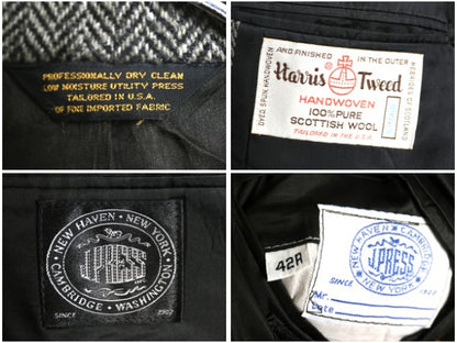 80s USA製 J PRESS ハリスツイード テーラード ジャケット メンズ XL 程/ ヴィンテージ ウール ツイード ブレザー ヘリンボーン ストライプ