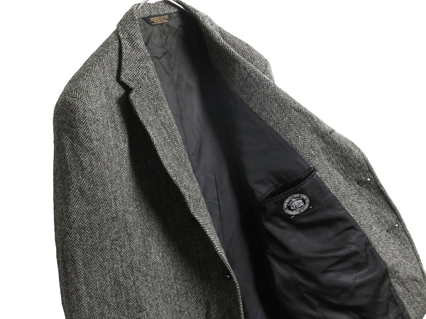 80s USA製 J PRESS ハリスツイード テーラード ジャケット メンズ XL 程/ ヴィンテージ ウール ツイード ブレザー ヘリンボーン ストライプ