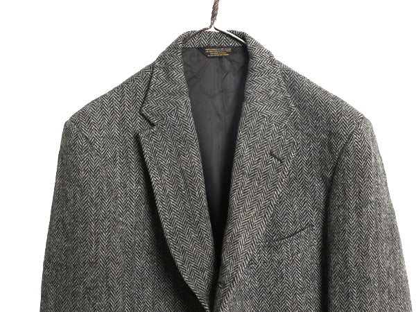 80s USA製 J PRESS ハリスツイード テーラード ジャケット メンズ XL 程/ ヴィンテージ ウール ツイード ブレザー ヘリンボーン ストライプ