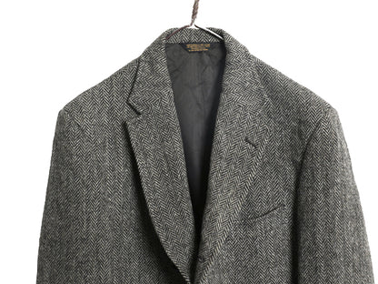 80s USA製 J PRESS ハリスツイード テーラード ジャケット メンズ XL 程/ ヴィンテージ ウール ツイード ブレザー ヘリンボーン ストライプ