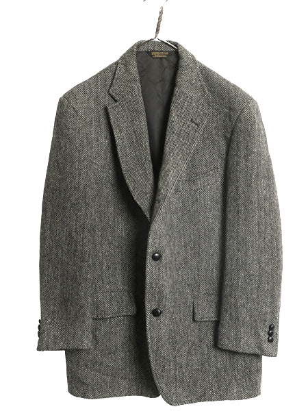 80s USA製 J PRESS ハリスツイード テーラード ジャケット メンズ XL 程/ ヴィンテージ ウール ツイード ブレザー ヘリンボーン ストライプ