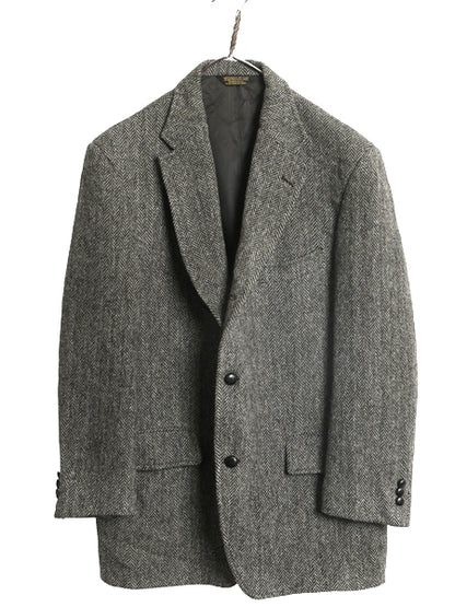 80s USA製 J PRESS ハリスツイード テーラード ジャケット メンズ XL 程/ ヴィンテージ ウール ツイード ブレザー ヘリンボーン ストライプ