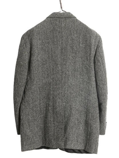 80s USA製 J PRESS ハリスツイード テーラード ジャケット メンズ XL 程/ ヴィンテージ ウール ツイード ブレザー ヘリンボーン ストライプ