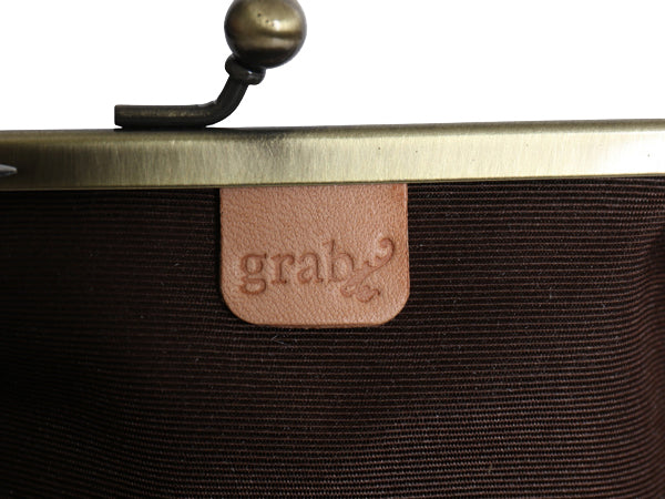 GRAB オリジナル ハンドメイド 本革 レザー がま口 財布 (大) / 新品 小物 ウォレット パース 小銭入れ コインケース ブラス 無地 ブラック
