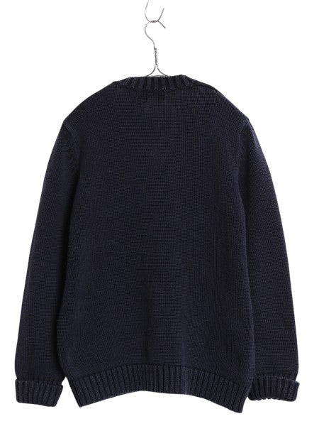 90s ローレン ラルフローレン  Vネック コットン ニット セーター レディース L 古着 オールド ポロ 長袖ニット 無地 シンプル きれいめ 紺