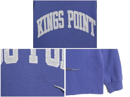 80s USA製 チャンピオン KINGS POINT プリント フード付き 長袖Tシャツ メンズ M ヴィンテージ ヘビーウェイト パーカー ロンT 軍物 青タグ