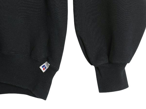90s USA製 ラッセル 無地 スウェット メンズ レディース XL オールド トレーナー 前V 裏起毛 ワンポイント 大きいサイズ ブランク ブラック