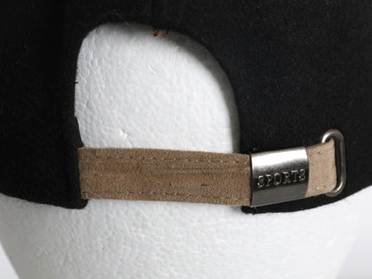 ワッペン付き ベースボール キャップ メンズ レディース フリーサイズ / 帽子 スウェード ウール 切替 本革レザー ワンポイント ツートン