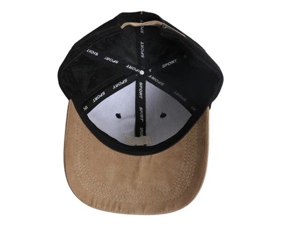 ワッペン付き ベースボール キャップ メンズ レディース フリーサイズ / 帽子 スウェード ウール 切替 本革レザー ワンポイント ツートン