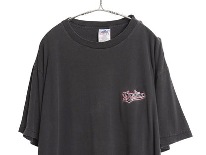 90s アディダス ワンポイント ロゴ 刺繍 Tシャツ メンズ L オールド カットソー ヘビーウェイト コットン トレフォイル シンプル ブラック