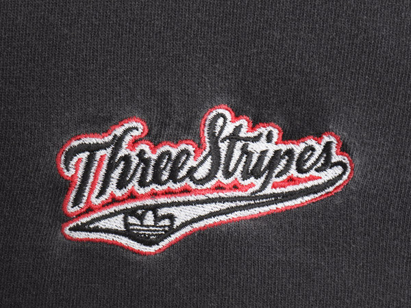 90s アディダス ワンポイント ロゴ 刺繍 Tシャツ メンズ L オールド カットソー ヘビーウェイト コットン トレフォイル シンプル ブラック