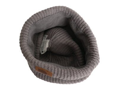 US企画 カーハート ポンポン ファー付き ニット キャップ レディース ビーニー アクリル フリース ライナー付き ワンポイント 灰 防寒 帽子