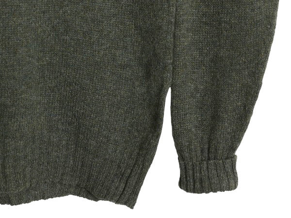 80s イギリス製 エルエルビーン ウール ニット セーター メンズ L ヴィンテージ ミドルゲージ 長袖ニット 無地 シンプル きれいめ グリーン