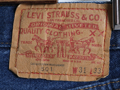 80s USA製 ★ リーバイス 501 デニム パンツ 31 33 古着 81年製 ヴィンテージ 内股シングル 黒カン ジーパン ボタンフライ ストレート 濃紺