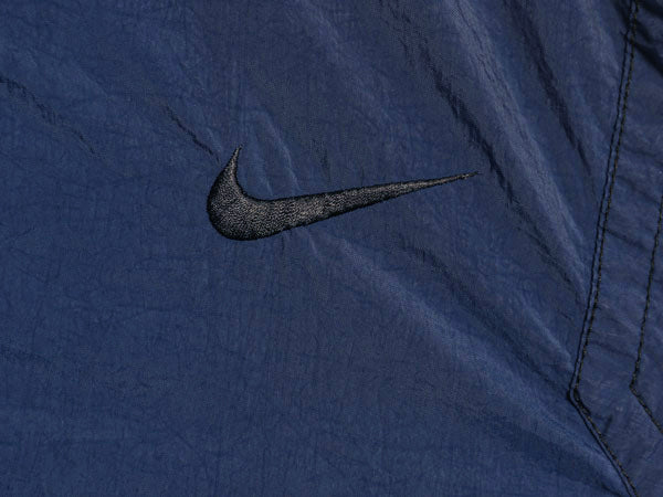 90s ナイキ フルジップ ナイロン トラック ジャケット メンズ M / オールド スウッシュ ウインドブレーカー ブルゾン ハイネック ネイビー