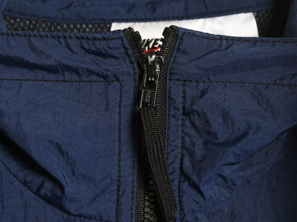 90s ナイキ フルジップ ナイロン トラック ジャケット メンズ M / オールド スウッシュ ウインドブレーカー ブルゾン ハイネック ネイビー