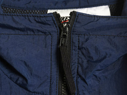 90s ナイキ フルジップ ナイロン トラック ジャケット メンズ M / オールド スウッシュ ウインドブレーカー ブルゾン ハイネック ネイビー