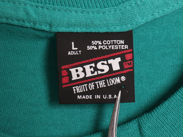 デッドストック 90s USA製 フルーツオブザルーム 無地 半袖 Tシャツ メンズ L / 新品 シングルステッチ カットソー トップス ブランク 緑 