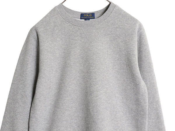 ポロ ラルフローレン 前V スウェット キッズ L レディース S 程/ 裏起毛 トレーナー クルーネック プルオーバー ポニー 無し 無地 グレー