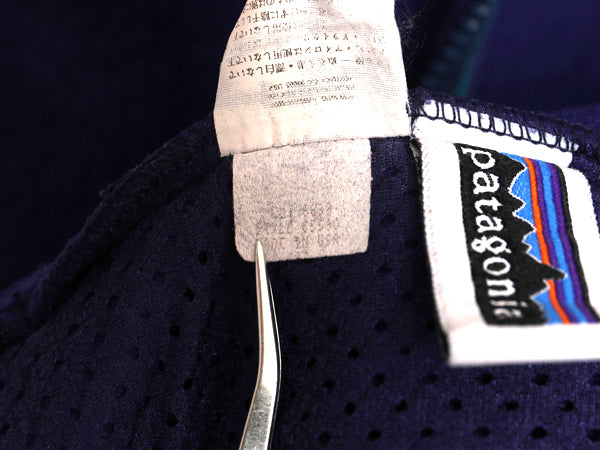 90s USA製 パタゴニア パイル フリース ベスト キッズ L レディース S 程 オールド アウトドア フルジップ ハイネック 重ね着 前開き 青紫