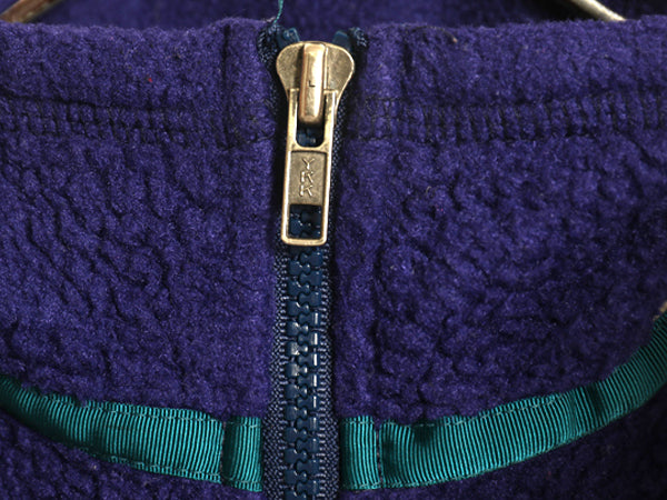 90s USA製 パタゴニア パイル フリース ベスト キッズ L レディース S 程 オールド アウトドア フルジップ ハイネック 重ね着 前開き 青紫