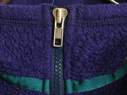 90s USA製 パタゴニア パイル フリース ベスト キッズ L レディース S 程 オールド アウトドア フルジップ ハイネック 重ね着 前開き 青紫