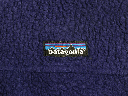 90s USA製 パタゴニア パイル フリース ベスト キッズ L レディース S 程 オールド アウトドア フルジップ ハイネック 重ね着 前開き 青紫