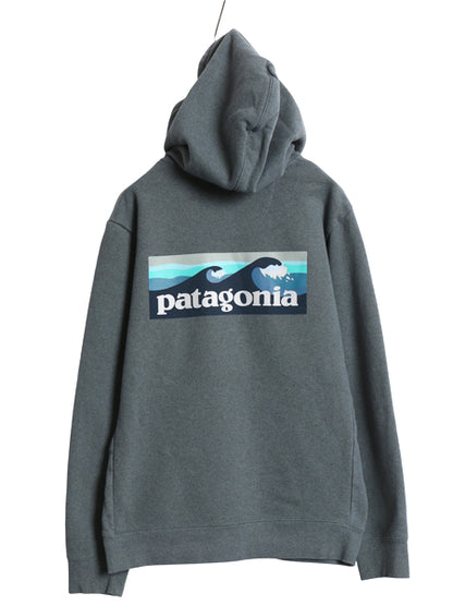 パタゴニア 両面 プリント スウェット フード パーカー メンズ М レディース L 23年製 トレーナー プルオーバー 波タグ アウトドア 裏起毛