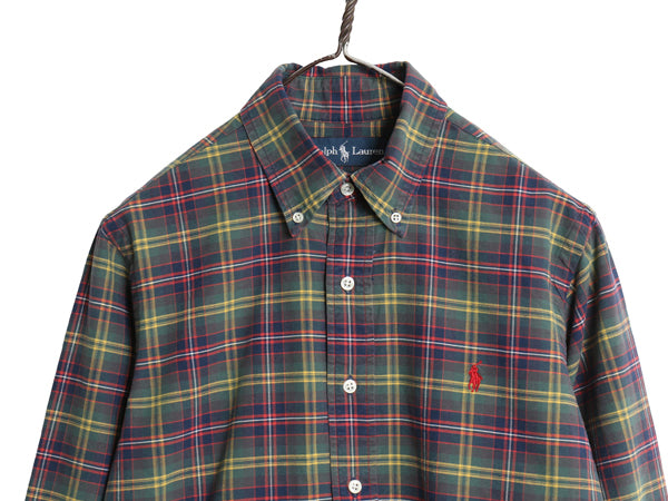 00s ラルフローレン チェック 長袖 ボタンダウン シャツ メンズ M / オールド ポロ CUSTOM FIT オックスフォード コットン ワンポイント