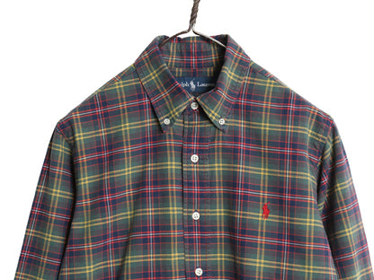 00s ラルフローレン チェック 長袖 ボタンダウン シャツ メンズ M / オールド ポロ CUSTOM FIT オックスフォード コットン ワンポイント