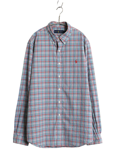 ラルフローレン チェック 長袖 ボタンダウン シャツ メンズ XL ポロ 長袖シャツ コットン ワイシャツ ゆったり 大きいサイズ マルチカラー