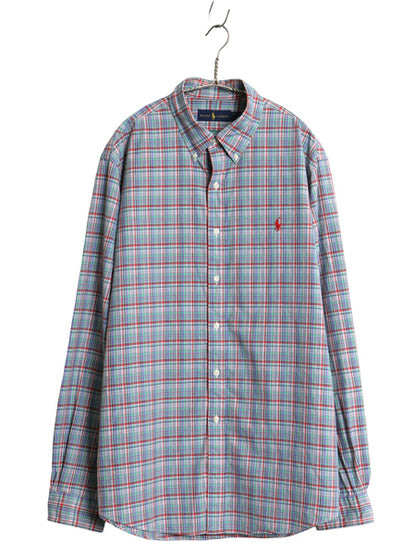 ラルフローレン チェック 長袖 ボタンダウン シャツ メンズ XL ポロ 長袖シャツ コットン ワイシャツ ゆったり 大きいサイズ マルチカラー