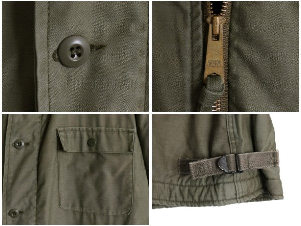70s 80s 民間 モデル USN ネイビー A-2 デッキ ジャケット LARGE 古着 ヴィンテージ ミリタリー 裏ボア ライナー付き ブルゾン オリーブ OD