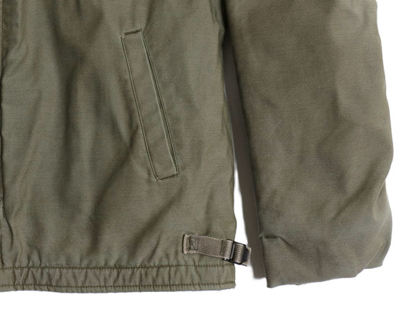 70s 80s 民間 モデル USN ネイビー A-2 デッキ ジャケット LARGE 古着 ヴィンテージ ミリタリー 裏ボア ライナー付き ブルゾン オリーブ OD
