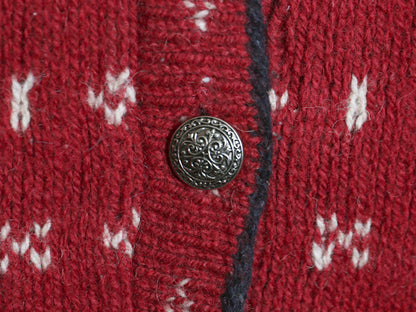 80s USA製 エルエルビーン ノルディック ニット カーディガン レディース XL ヴィンテージ ウール セーター バーズアイ 総柄 大きいサイズ