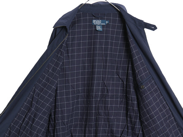90s ポロ ラルフローレン スイングトップ ジャケット メンズ L / 古着 オールド スムース 素材 ブルゾン フルジップ ワンポイント ネイビー