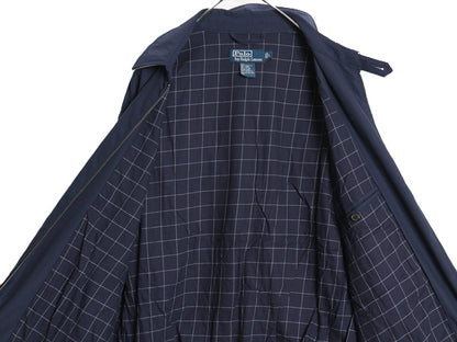 90s ポロ ラルフローレン スイングトップ ジャケット メンズ L / 古着 オールド スムース 素材 ブルゾン フルジップ ワンポイント ネイビー