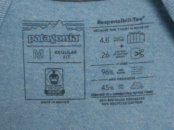 パタゴニア 両面 プリント 半袖 Tシャツ メンズ M / アウトドア P6 ボックスロゴ バックプリント フィッツロイ カットソー シンプル ブルー