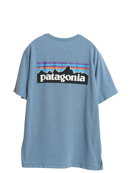 パタゴニア 両面 プリント 半袖 Tシャツ メンズ M / アウトドア P6 ボックスロゴ バックプリント フィッツロイ カットソー シンプル ブルー