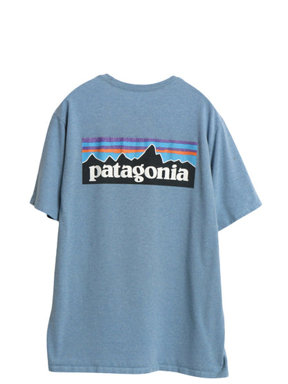 パタゴニア 両面 プリント 半袖 Tシャツ メンズ M / アウトドア P6 ボックスロゴ バックプリント フィッツロイ カットソー シンプル ブルー