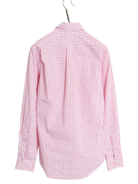 ラルフローレン チェック 長袖 ボタンダウン シャツ メンズ XS / ポロ SLIM FIT コットン ワンポイント ポニー BD ツートン 細身 ピンク 