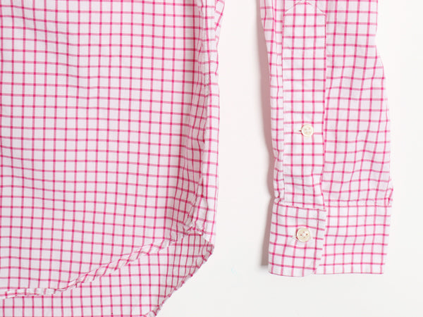 ラルフローレン チェック 長袖 ボタンダウン シャツ メンズ XS / ポロ SLIM FIT コットン ワンポイント ポニー BD ツートン 細身 ピンク 