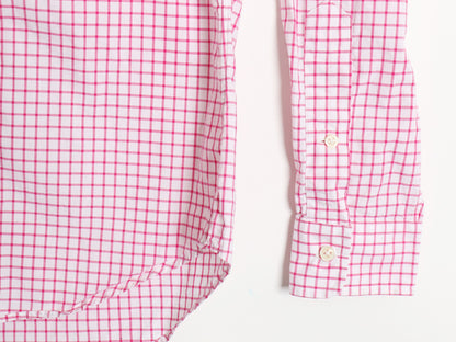 ラルフローレン チェック 長袖 ボタンダウン シャツ メンズ XS / ポロ SLIM FIT コットン ワンポイント ポニー BD ツートン 細身 ピンク 