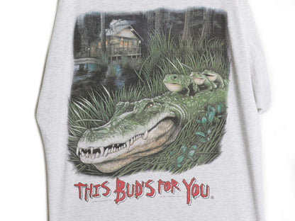 90s USA製 ★ バドワイザー カエル ワニ イラスト プリント Tシャツ メンズ XL / オールド 企業物 当時物 グラフィック ビール アニマル 灰