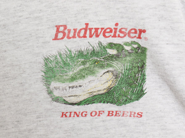 90s USA製 ★ バドワイザー カエル ワニ イラスト プリント Tシャツ メンズ XL / オールド 企業物 当時物 グラフィック ビール アニマル 灰