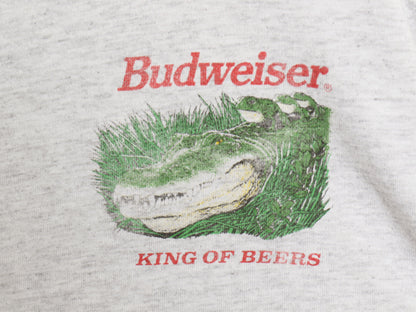90s USA製 ★ バドワイザー カエル ワニ イラスト プリント Tシャツ メンズ XL / オールド 企業物 当時物 グラフィック ビール アニマル 灰